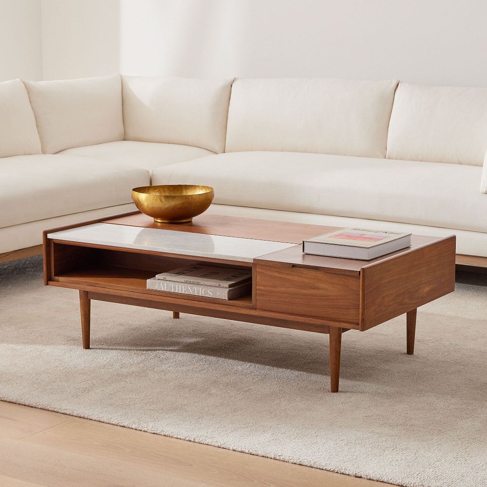 Mid-Century Marble Pop-Up Coffee Table (48"–60")