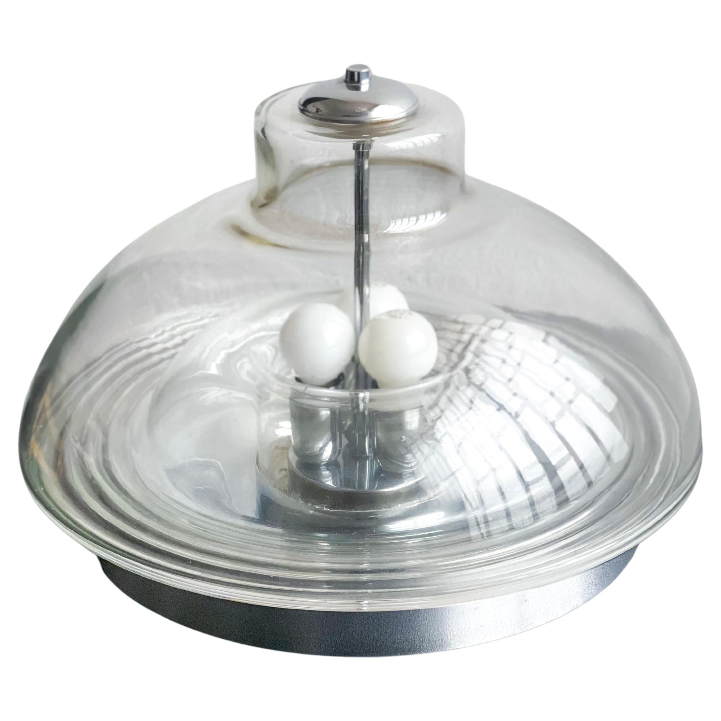 Decorative Living Room Lamp in Metal and Glass, Space Age, Italian Collectible