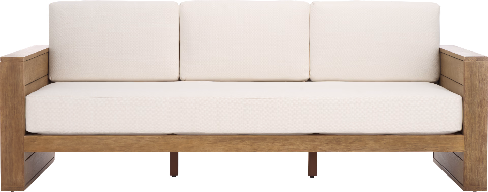 Irocana Natural Outdoor Sofa with Beige Cushions