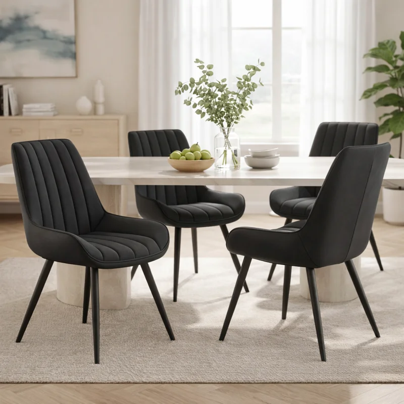 Modern Dining Chairs, Tech Fabric Upholstery with Stylish Design, Sofa-Level Cushioning, Pet-Friendly, Durable Scratch Resistant, for Kitchen, Dining Room or Home Office