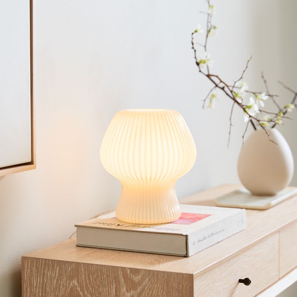Ribbed Glass Table Lamp (9" - 13")