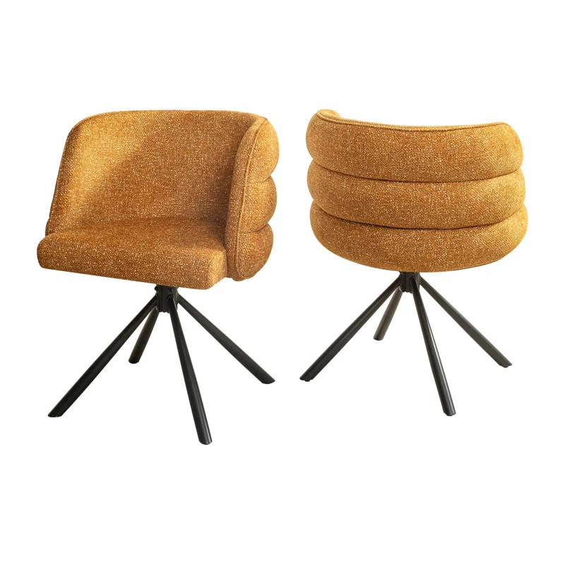 270° Swivel Home Office Desk Chairs Set Of 2,Modern Dining Chairs, Upholstered Bedroom Chairs With Metal Base,Makeup Chair For Vanity, For Living Room, Bedroom,Study Room,Dining Room(Orange)