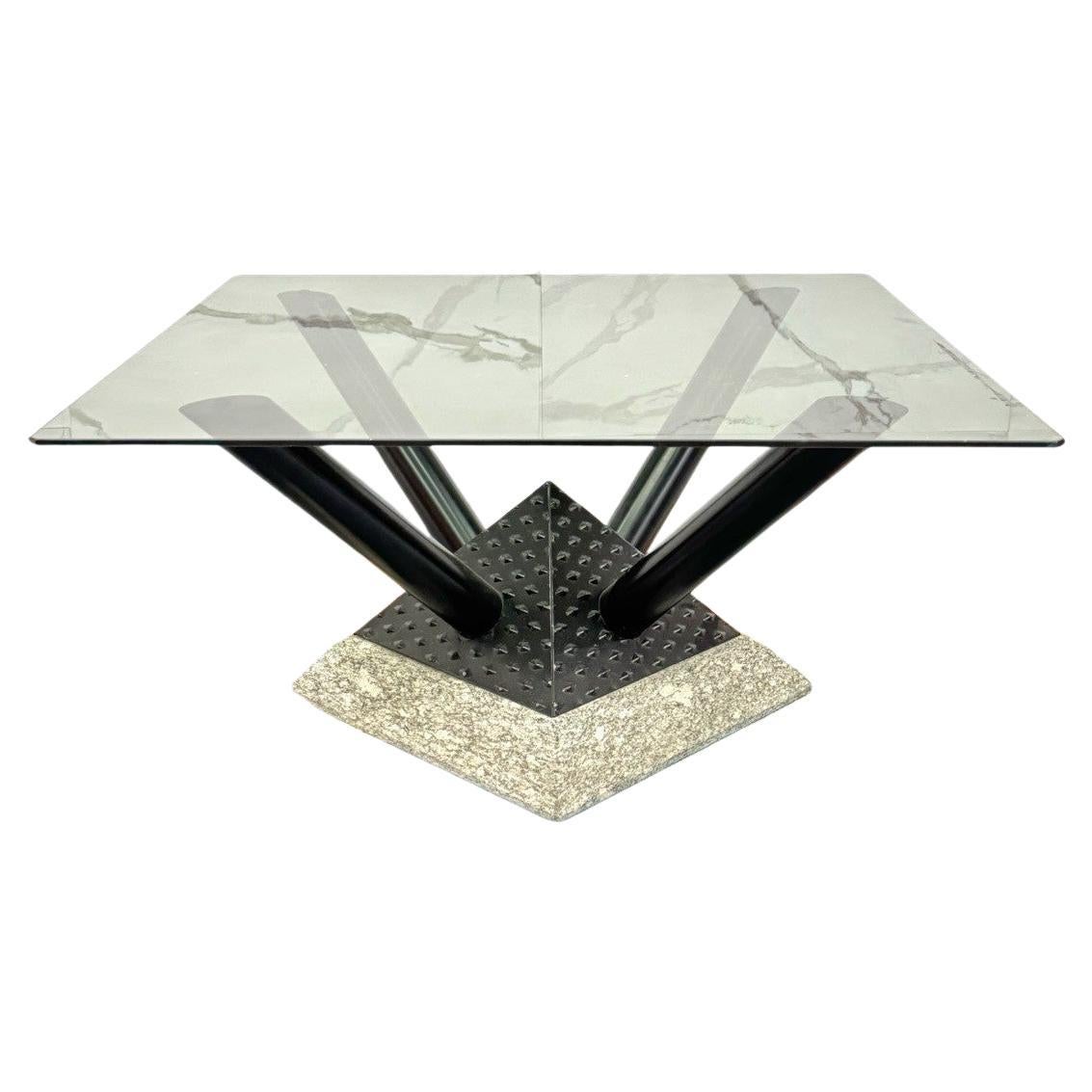 Marble And Metal Living Room Coffee Table Modern Design 1980s