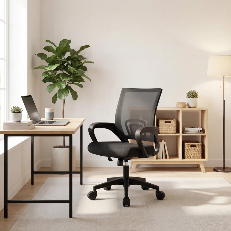 Ergonomic Swivel Home Office Chair Adjustable Lumbar Support, Height, and Tilt Function, Comfortable Design for All-Day Productivity